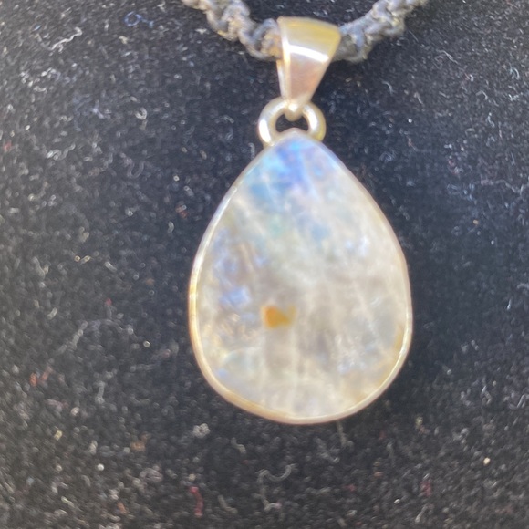 RAINBOW MOONSTONE! PENDANT ONLY Sterling Silver 925 stone is unpolished - Picture 3 of 16
